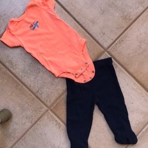 6M boys shark T shirt onesie and feetie pants!